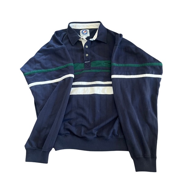 Greenline International Other - Greenline International Mens Striped Rugby Shirt XL Navy Blue Long Sleeve Ribbed